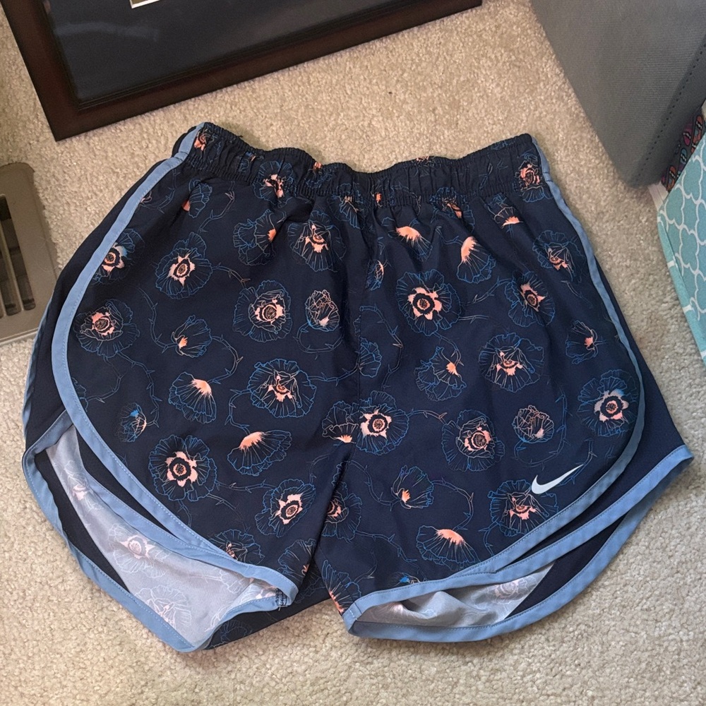 Floral Patterned Navy Nike Shorts